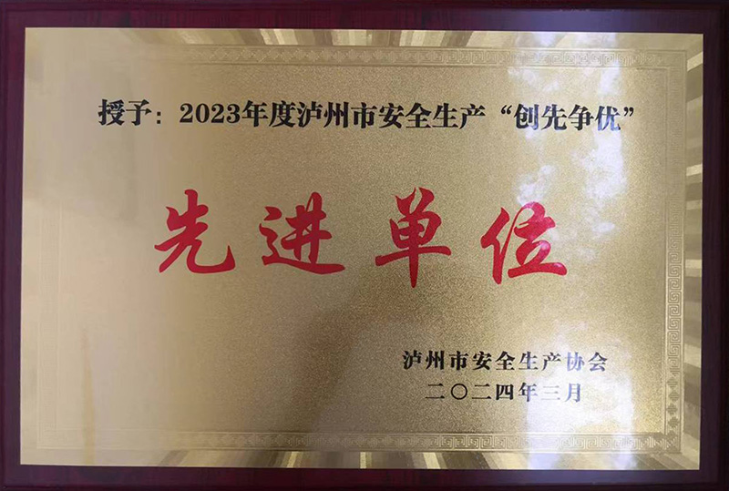 2023年度瀘州市安全生產(chǎn)“創(chuàng)先爭(zhēng)優(yōu)”先進(jìn)單位(圖1)